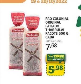 Cooper Pão colonial original fatiado thabrulai oferta