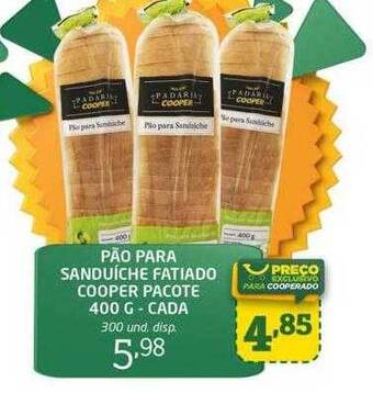 Cooper Pão para sanduíche fatiado cooper oferta