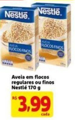 Extra Supermercado Aveia em flocos regulares ou finos Nestle 170g oferta