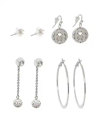 Kit brinco feminino 04 pares hibrido prateado accessori by riachuelo