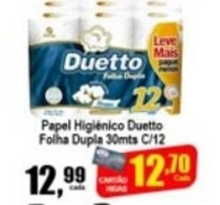 Higa's Supermercado Papel Higiénico Duetto Folha Dupla 30mts C/12 oferta