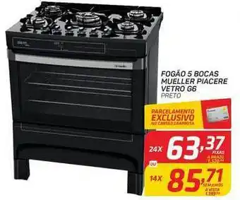 GBarbosa Fogão 5 Bocas Mueller Piacere Vetro G6 24X oferta