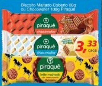 Supermercados Guanabara Biscoito Maltado Coberto 80g ou Chocowafer 100g Piraque oferta