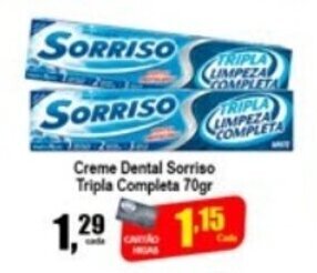 Higa's Supermercado Creme Dental Sorriso Tripal Complera 70g oferta