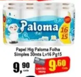 Higa's Supermercado Papel Hig. Paloma Polha Simples 30mts Lv16 Pg15 oferta