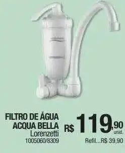 Milium Filtro de água acqua bella lorenzetti oferta