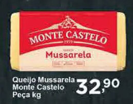 Rossi Supermercado Queijo Mussarela Monte Castelo Peca 1kg oferta