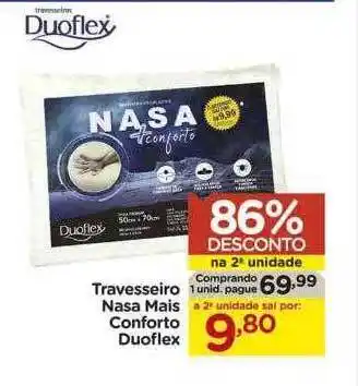 Carrefour Travesseiro nasa mais conforto duoflex 86% desconto na 2a unidade oferta