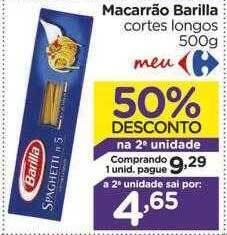 Carrefour Macarrão barilla 50% desconto na 2a unidade oferta