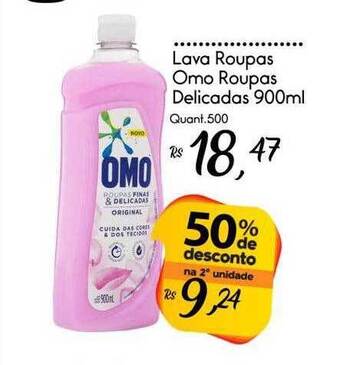 Giassi Supermercados Lava roupas omo roupas delicadas 50% de desconto na 2a unidade oferta