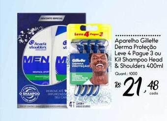 Giassi Supermercados Aparelho gillette derma proteção leve 4 pague 3 ou kit shampoo head & shoulders oferta