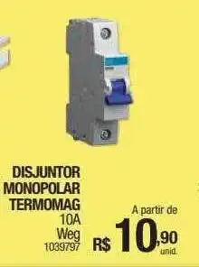 Disjuntor monopolar termomag 10a weg