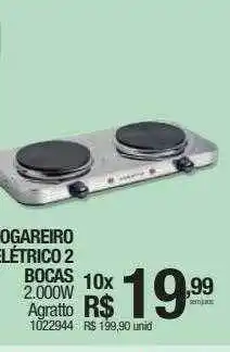Milium Fogareiro elétrico 2 bocas agratto oferta