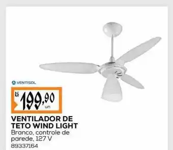 Obramax Ventilador de teto wind light ventisol oferta