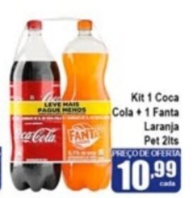Higa's Supermercado Kit 1 Coca Cola + 1 Fanta Laranja pet 2L oferta