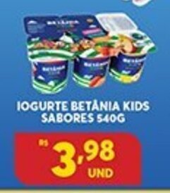 Atacadão Centro Sul Iogurte Betania Kids Sabores 540g oferta