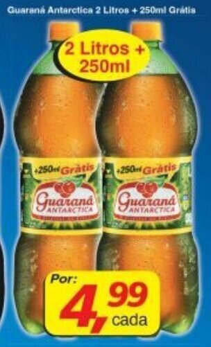 Supermercados Guanabara Guarana Antarctica 2L + 250ml Gratis oferta