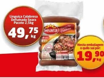 Tenda Atacado Linguiça calabresa defumada seara pacote 2,5kg oferta