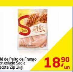 Filé de peito de frango congelado sadia pacote zip 1kg