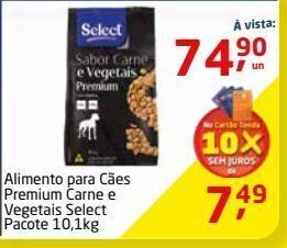 Tenda Atacado Alimento para cães premium carne e vegetais select pacote 10,1kg oferta