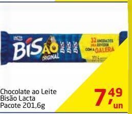 Tenda Atacado Chocolate ao leite bisão lacta pacote 201,6g oferta