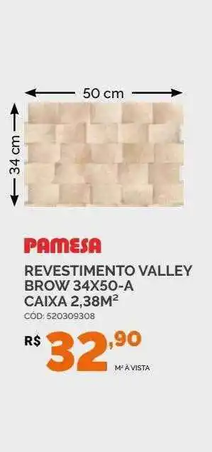 Pamesa revestimento valley brow 34x50-a caixa 2.38m2