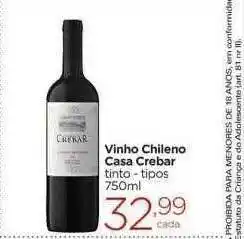 Vinho chileno casa crebar tinto - tipos