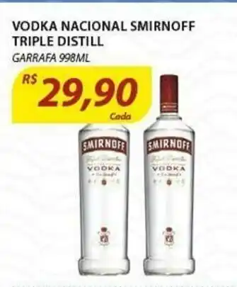 Vodka Nacional Smirnoff Triple Distill 998ml