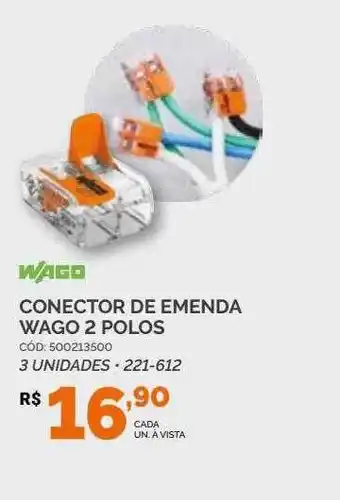 Conector de emenda wago 2 polos