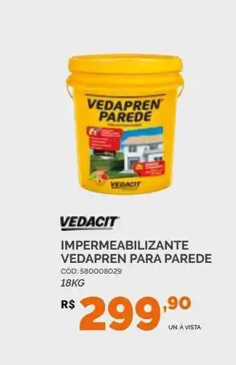 Impermeabilizante vedapren para parede vedacit