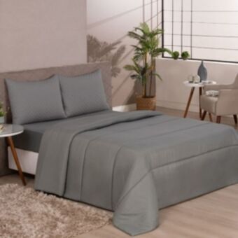 Vest Casa Edredom queen microfibra colors cinza brasão vestcasa oferta