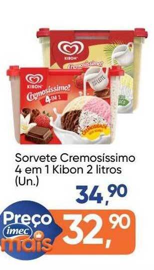 Imec Supermercados Sorvete cremosíssimo 4 em 1 kibon oferta