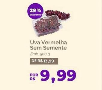 Oba Hortifruti Uva vermelha sem semente 29% desconto oferta