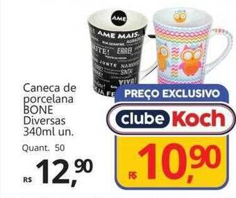 Supermercados Koch Caneca de porcelana bone diversas oferta