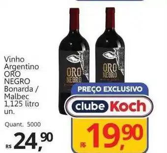 Supermercados Koch Vinho argentino oro negro bonarda malbec oferta
