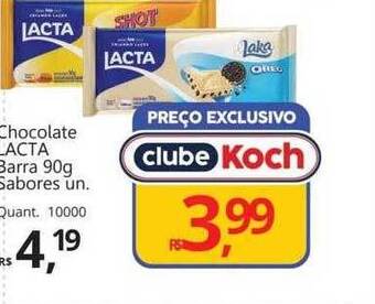 Supermercados Koch Chocolate lacta barra sabores oferta