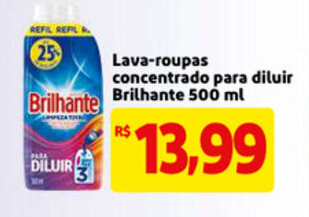Lava roupas concentrado para diluir Brilhante 500ml