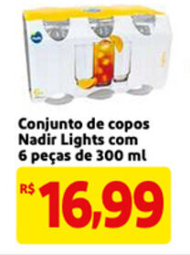 Mercado Extra Conjunto de copos Nadir Lights com 6 pecas de 300ml oferta