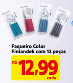 Mercado Extra Faqueiro Color Finlandek com 12 pecas oferta