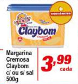 Margarina Cremosa Claybom c/ ou s/ sal 500g