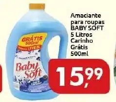 Amaciante para roupas Baby Soft 5L Carinhp gatis 500ml