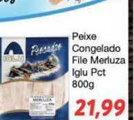 Chama Supermercados Peixe Congelado File Merluza Iglu Pct 800g oferta