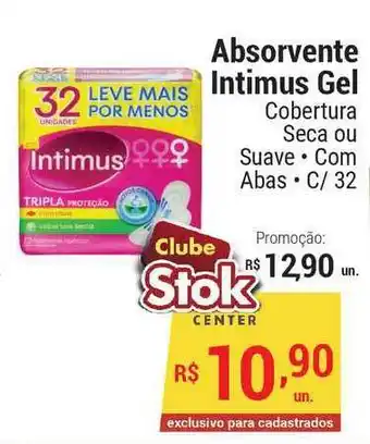 Stok Center Absorvente Intimus Gel Cobertura Seca Ou Suave c/32 oferta