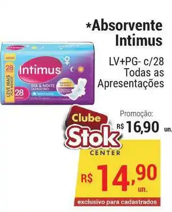 Stok Center Absorvente Intimus c/ 28 oferta