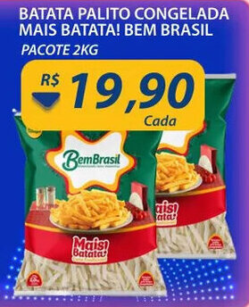 Assaí Atacadista Batata Palito Congelada Mais Batata! Bem Brasil 2kg oferta