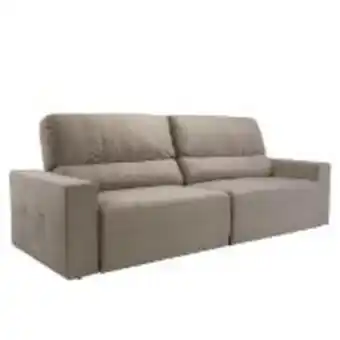 Ferreira Costa Sofá retrátil reclinável 4 lugares veludo 266 cm bege -... oferta