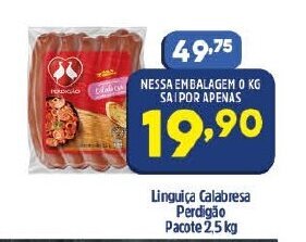 Arena Atacado Linguica Calabresa Perdigao pacote 2.5kg oferta