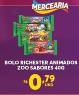 Atacadão Centro Sul Bolo Richester Animados Zoo Sabores 40g oferta