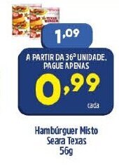 Arena Atacado Hamburguer Misto Seara Texas 56g oferta
