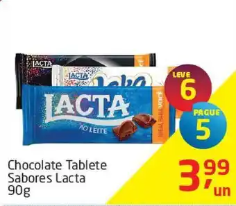 Tenda Atacado Chocolate Tablete Sabores Lacta Leve 6 Pague 5 90g oferta